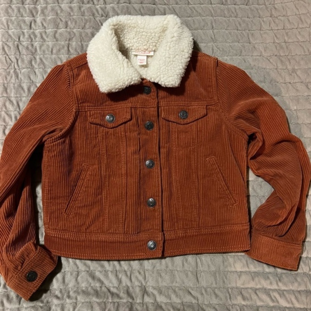 Brown Corduroy Jacket with White Sherpa Collar